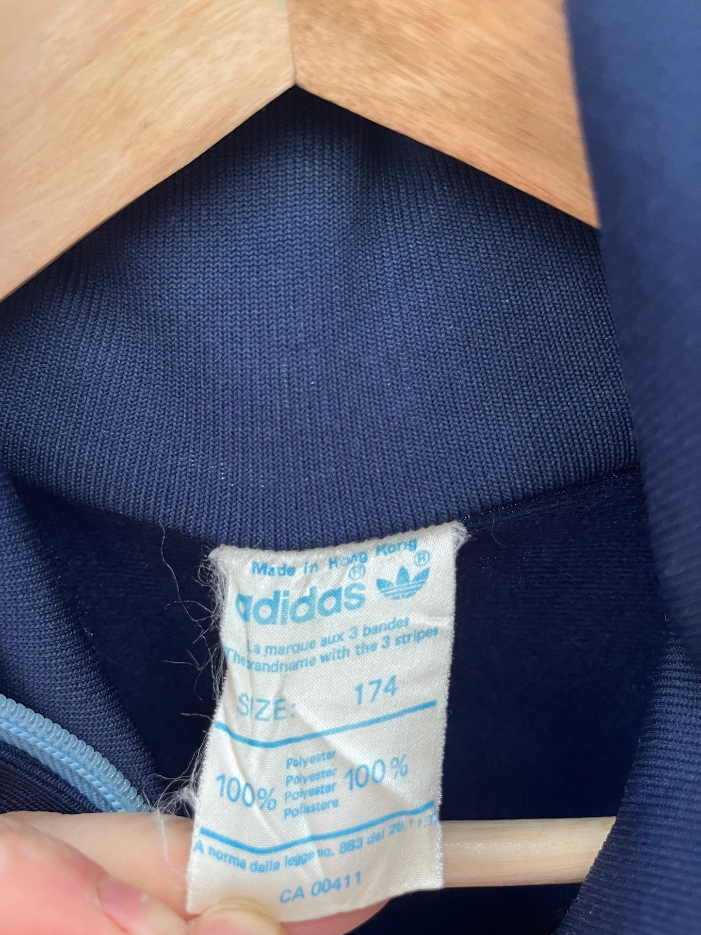 Vintage Adidas Track Jacket Ventex – Baby Blue / Navy (80s–90s) S/M