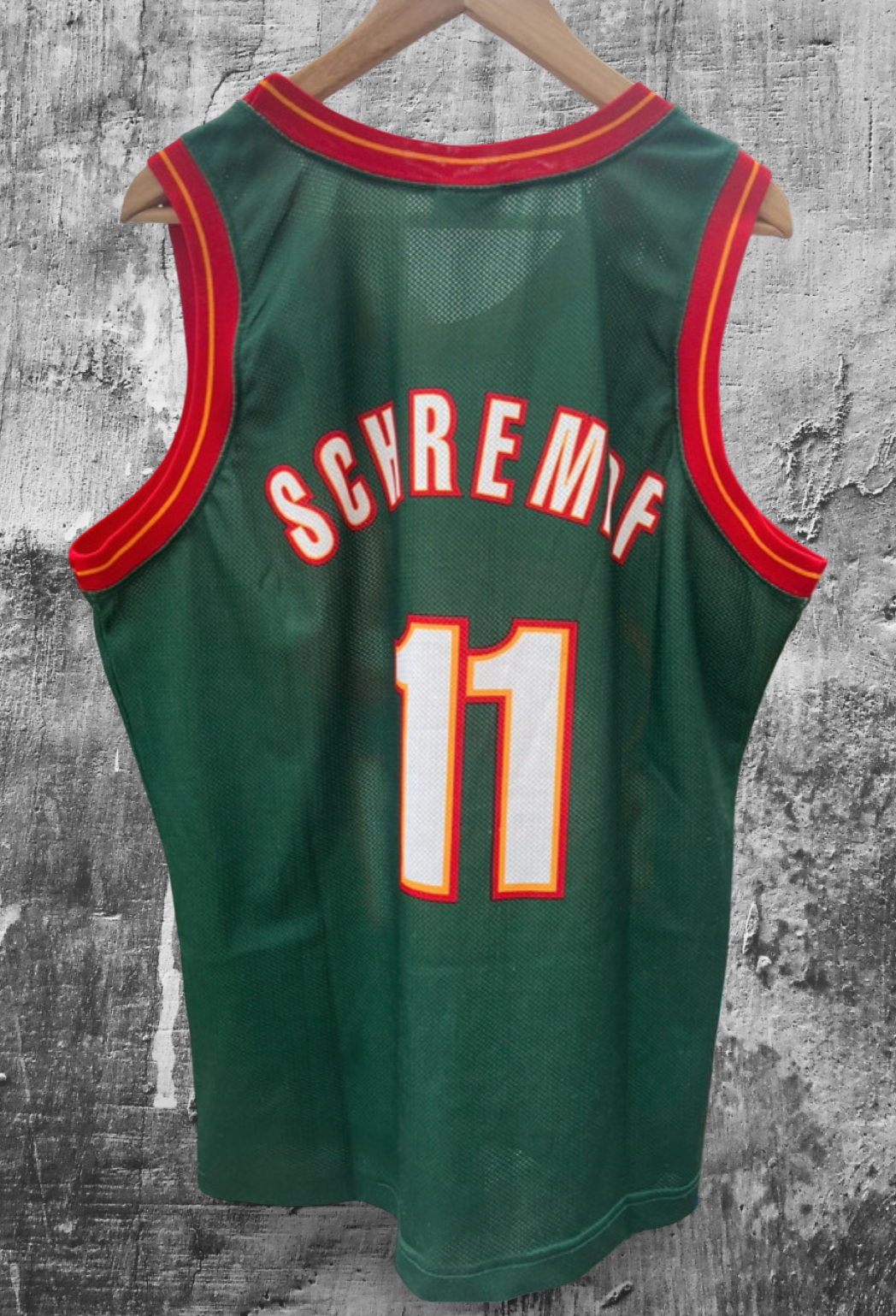 Retro Champion NBA 00s Sonics #11 Schrempf Jersey Large