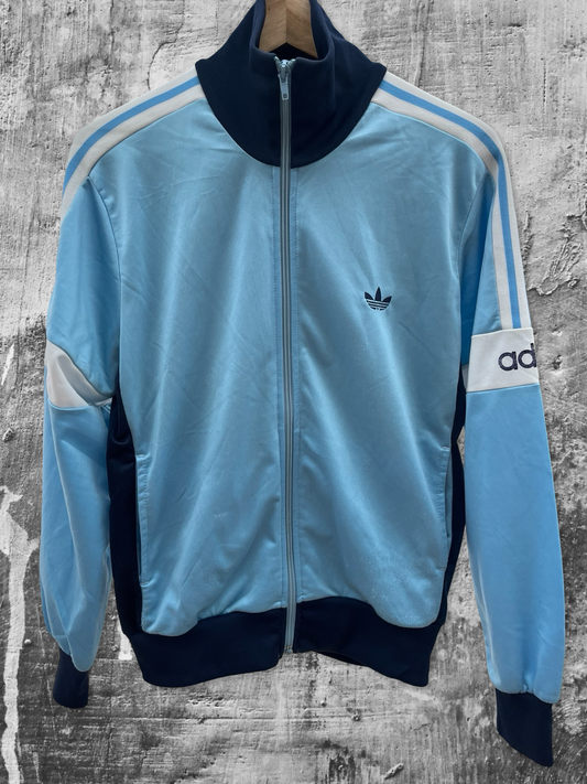 Vintage Adidas Track Jacket Ventex – Baby Blue / Navy (80s–90s) S/M