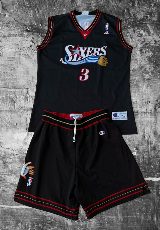 Vintage Philadelphia 76ers Allen Iverson #3 Champion Jersey & Shorts Set