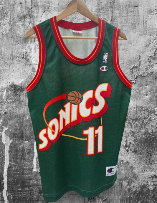 Retro Champion NBA 00s Sonics #11 Schrempf Jersey Large