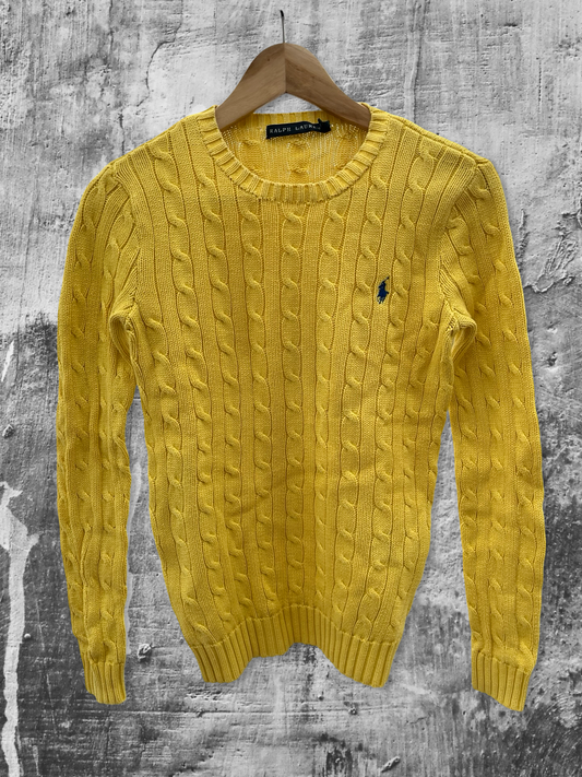 Ralph Lauren Cable Knit Sweater 2000s Yellow XS
